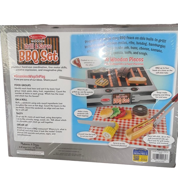 Melissa & Doug Wooden Grill & Serve BBQ Grill Set 20 pieces Toy BRAND NEW - Picture 7 of 9